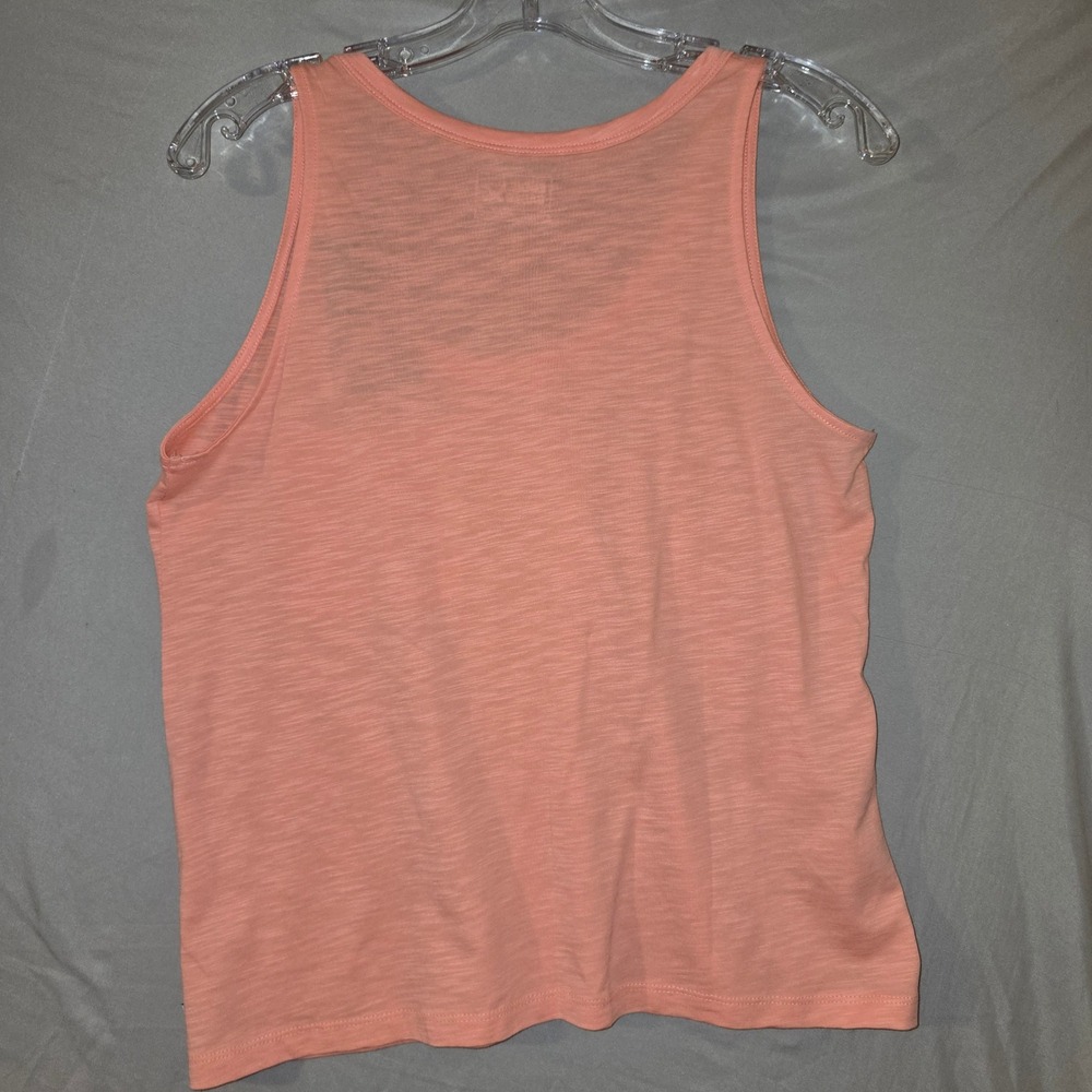 Eddie Bauer Gatecheck Pocket Tank Top Small Womens Pink Slub Tencel Scoop Neck - Picture 6 of 6